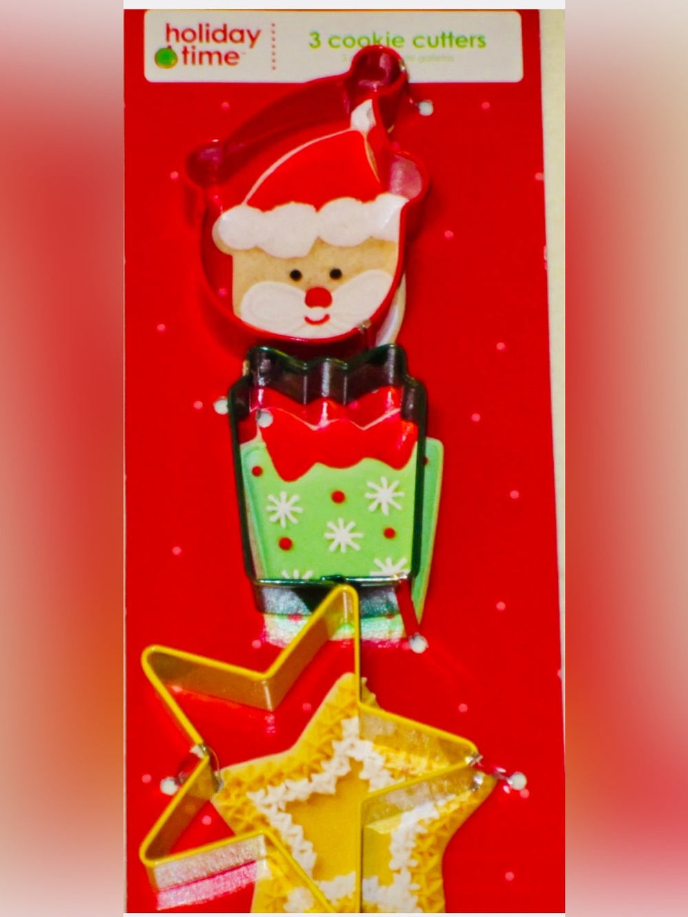 Christmas Cookie Cutter Set 3 Metal Santa Claus Star Holiday Wrapped Gift